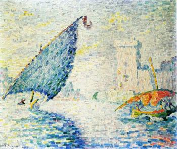 (image for) Handmade Oil painting for home canvas, oil painting framed canvas for living room Paul Signac's painting, Marseille, Fishing Boat